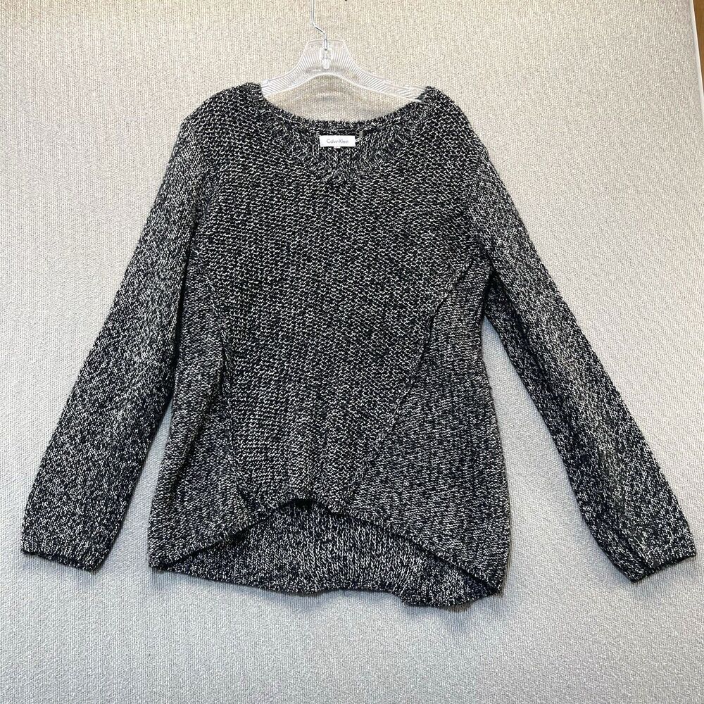 Calvin Klein Sweater Cable Knit Scoop Neck Women's Large